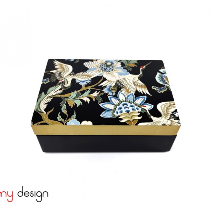 Rectangle lacquer box with crane pattern12*17*6 cm